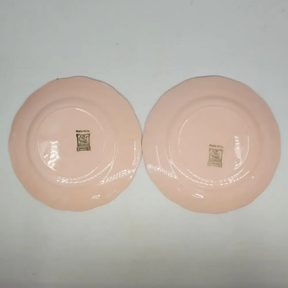 Grindley Peach Petal Pink Dessert Plates Set of‎ 2 Wavy Rim Vintage Cottage 1-3